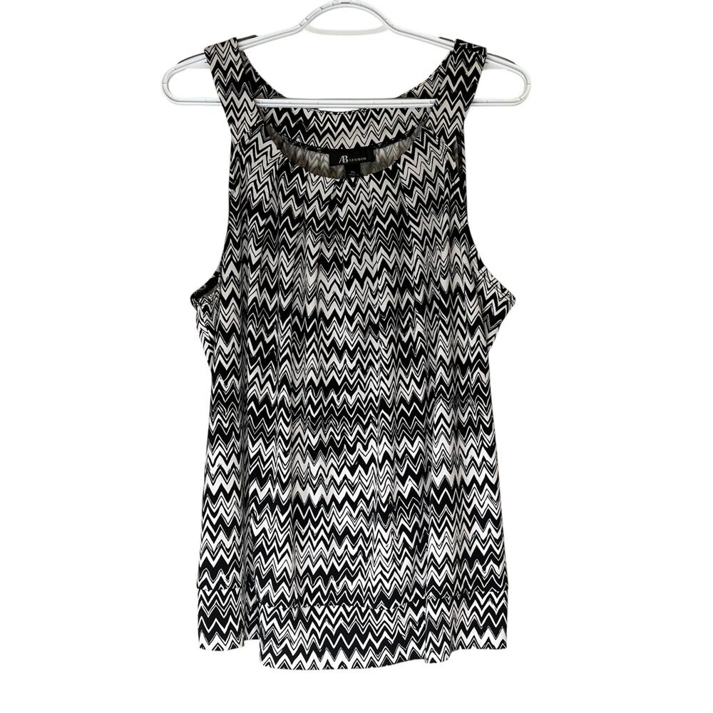 AB Studio Black & White Halter Tank Top Size XL